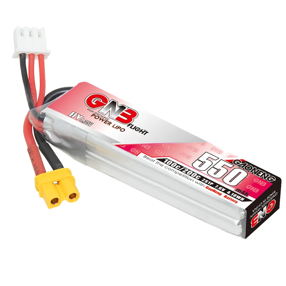 GAONENG GNB 2S 7.6V HV 550mah 100C XT30 LiPo Battery Lighting1 FPV Drone Helicopter Quadcopter