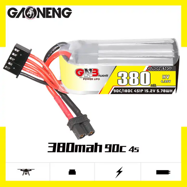 Gaoneng GNB 15.2V 4S 380mAh 90C LiHV Micro Battery - XT30 for  Eagle1