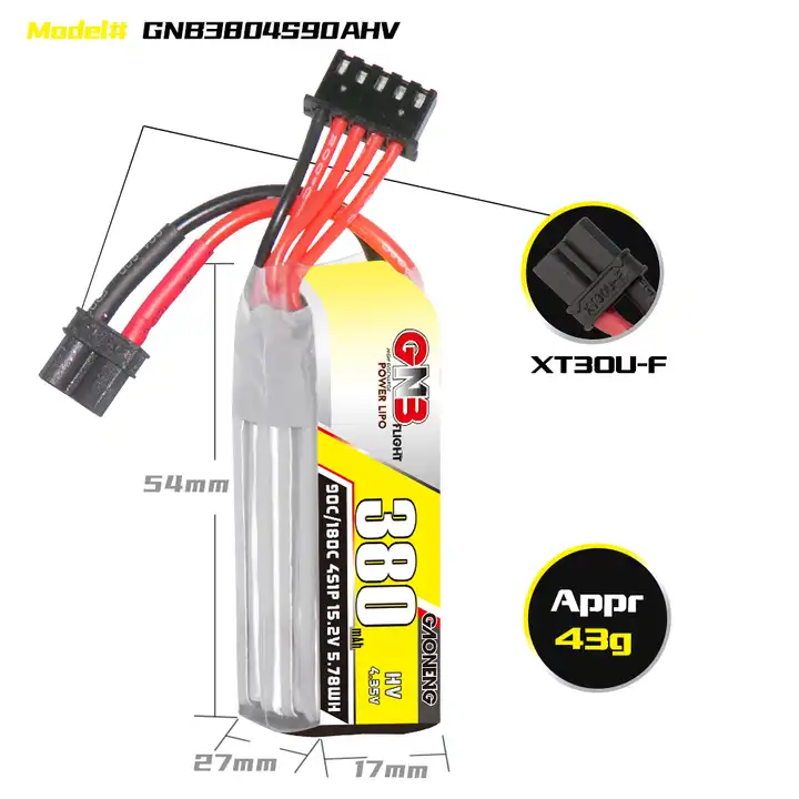 Gaoneng GNB 15.2V 4S 380mAh 90C LiHV Micro Battery - XT30 for  Eagle1